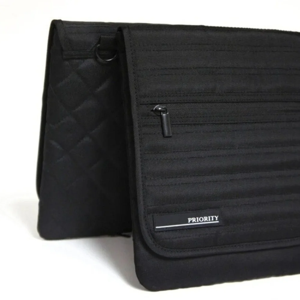 Unisex PRIORITY Black Nylon Crossbody iPad Travel Everyday Bag NWT